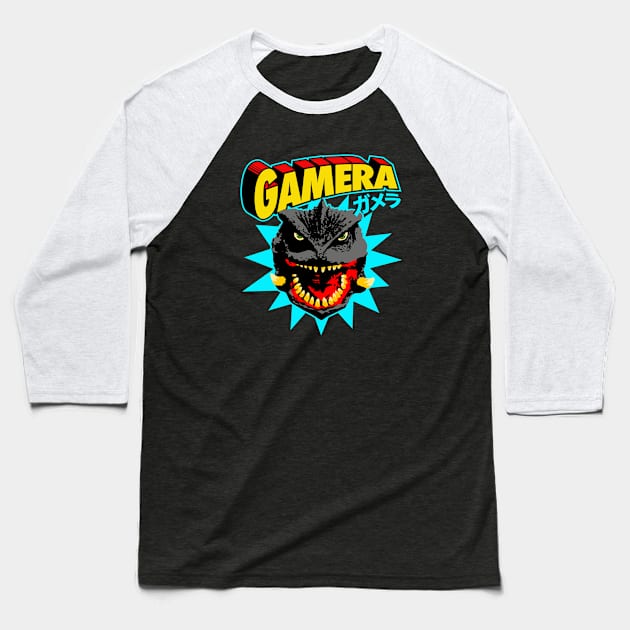 GAMERA BLAST Baseball T-Shirt by KERZILLA